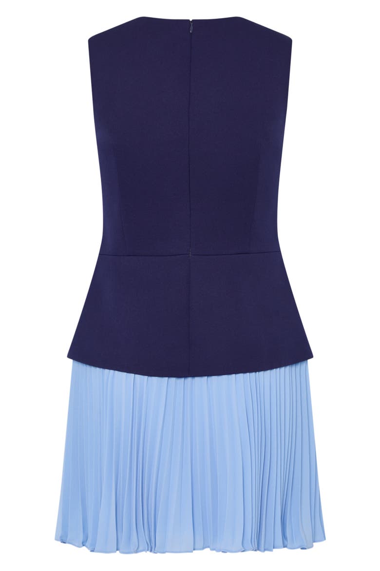 Haddy Colorblock Pleated Sleeveless Minidress, Alternate, color, NAVY