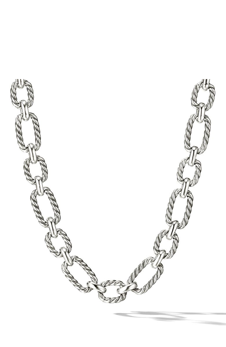 David Yurman Cushion Link Chain Necklace with Blue Sapphires, Alternate, color, 