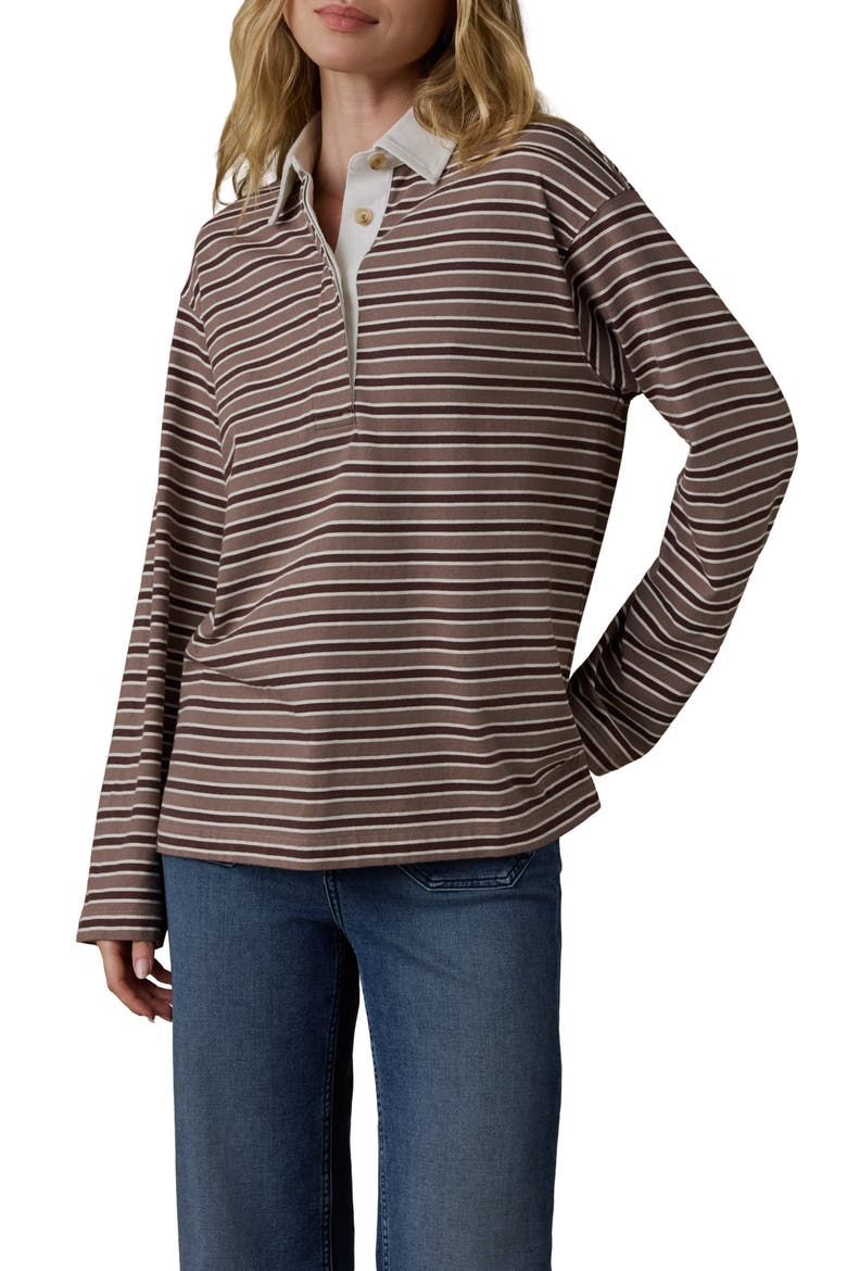 Stripe Cotton Jersey Rugby Shirt, Main, color, MOUNTAIN TRAIL