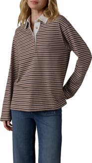 Faherty Stripe Organic & Recycled Cotton Jersey Rugby Shirt