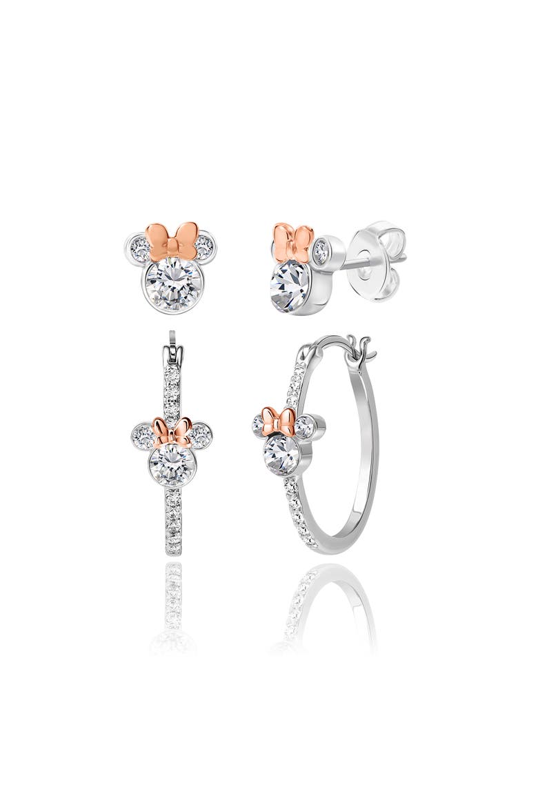 Mommy & Me Silver Plated Hoops and Stud Earrings Set, Main, color, Silver