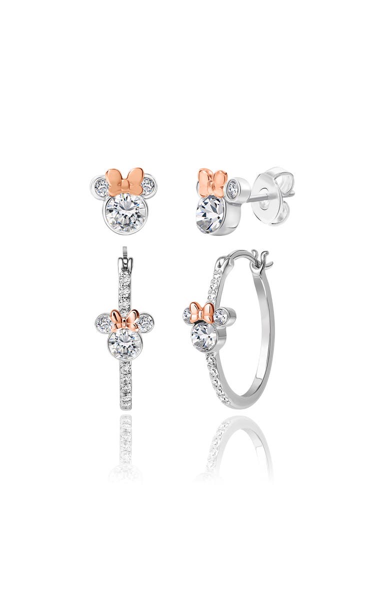 Disney Mommy & Me Silver Plated Hoops and Stud Earrings Set, Main, color, Silver