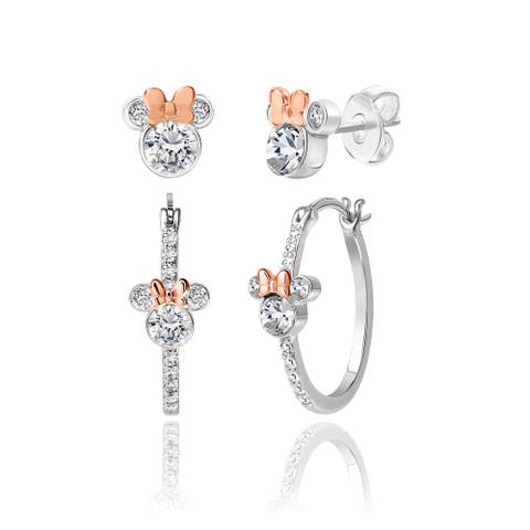 Mommy & Me Silver Plated Hoops and Stud Earrings Set