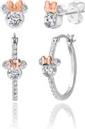 Disney Mommy & Me Silver Plated Hoops and Stud Earrings Set