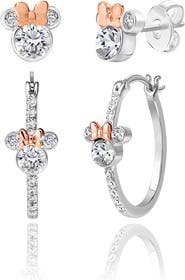 Disney Mommy & Me Silver Plated Hoops and Stud Earrings Set