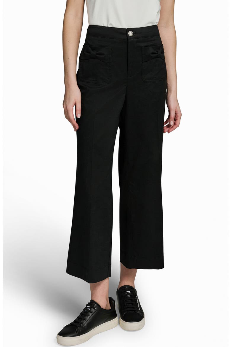 Bow Pocket Crop Pants, Main, color, BLACK