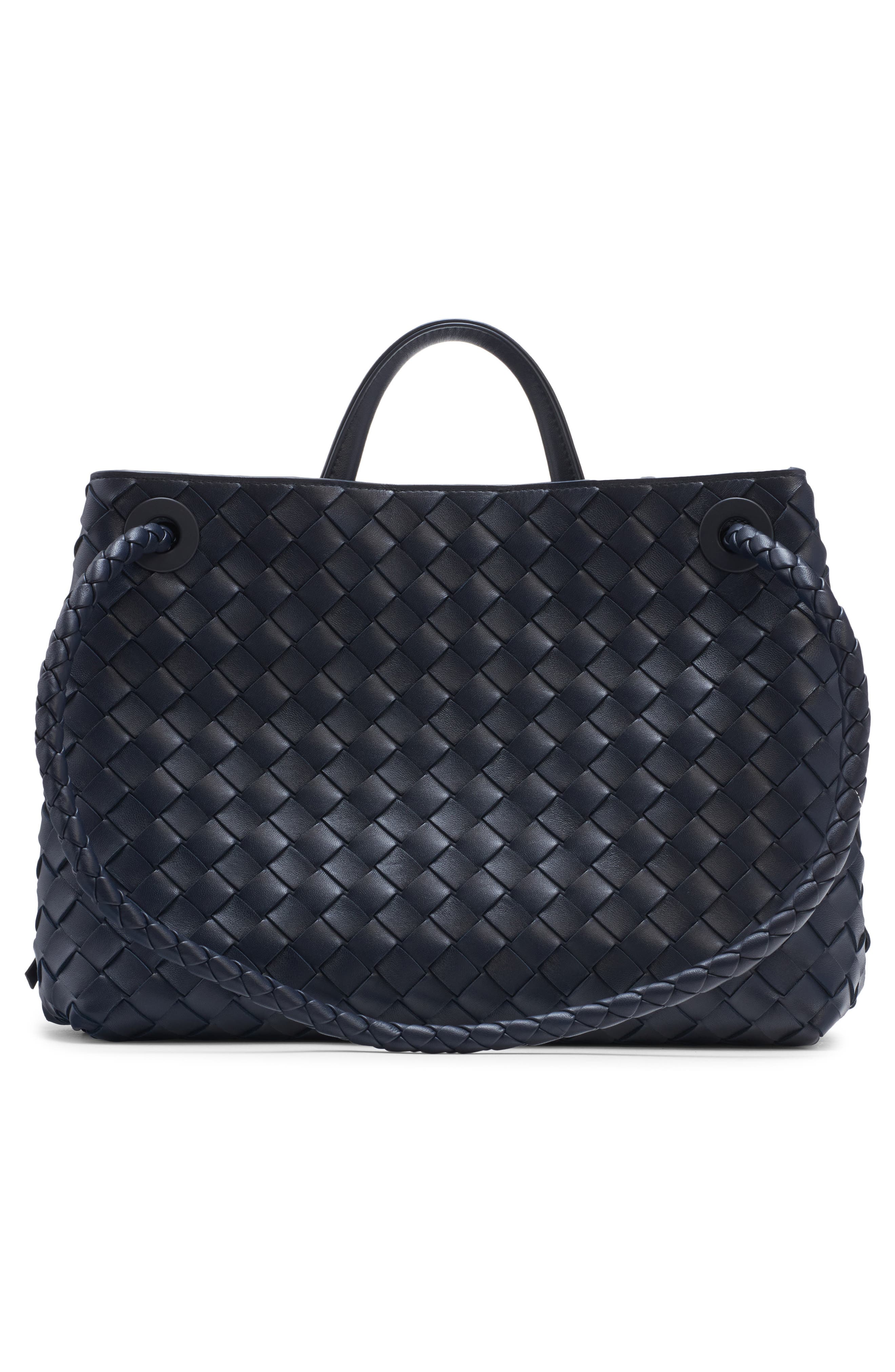 Medium Andiamo Intrecciato Shoulder Bag, Alternate, color, BLACK/VINTAGE SILVER/BLACK