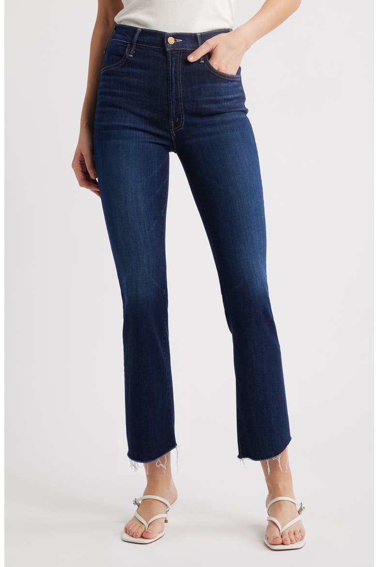 The Lil Hustler Frayed High Waist Ankle Bootcut Jeans, Main, color, OFF LIMITS