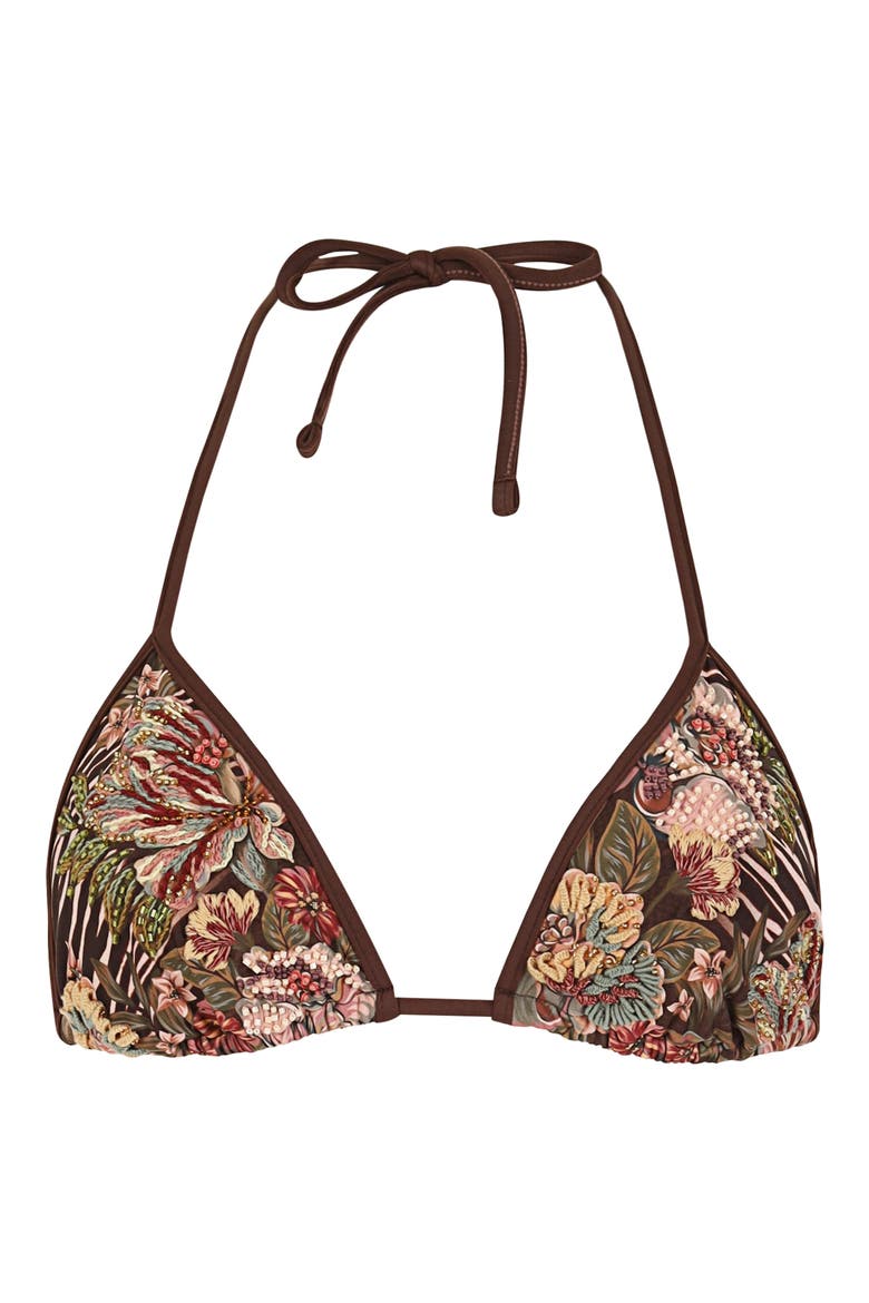 Ludovica Zafra Triangle Swim Top, Alternate, color, BROWN MULTI