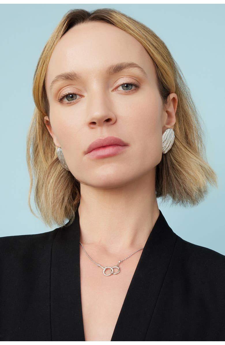 Oradina Sterling Silver Linen Button Earrings, Alternate, color, Silver