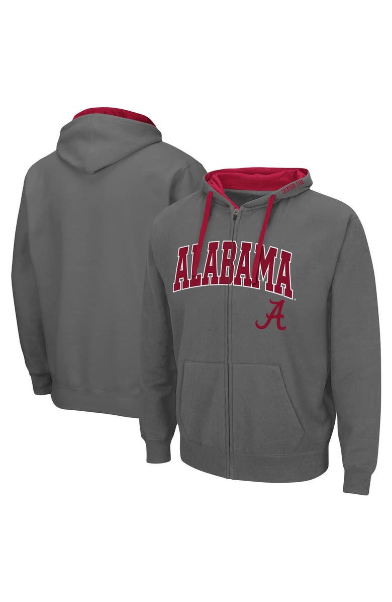 COLOSSEUM Men's Colosseum Charcoal Alabama Crimson Tide Big & Tall Full-Zip Hoodie, Alternate, color, Charcoal