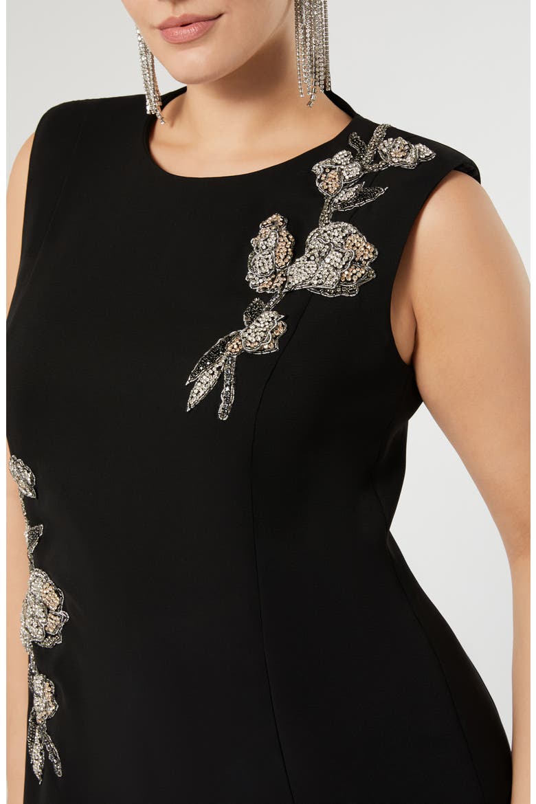Refeluca Beaded Jewel Neck Dress, Alternate, color, BLACK