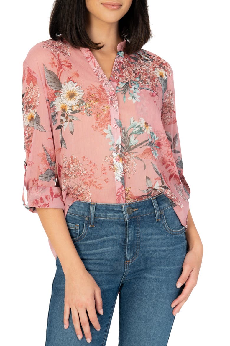 Jasmine Chiffon Button-Up Shirt, Main, color, VIENNA DUSTY PINK