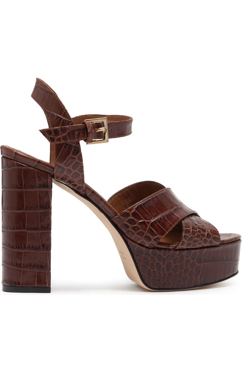 Paris Texas Open Toe Croc Embossed Print Platform Sandal, Alternate, color,