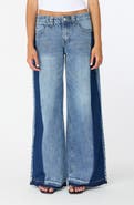 Fade Out Loud Maya Two-Tone Mid Rise Ultra Wide Leg Jeans