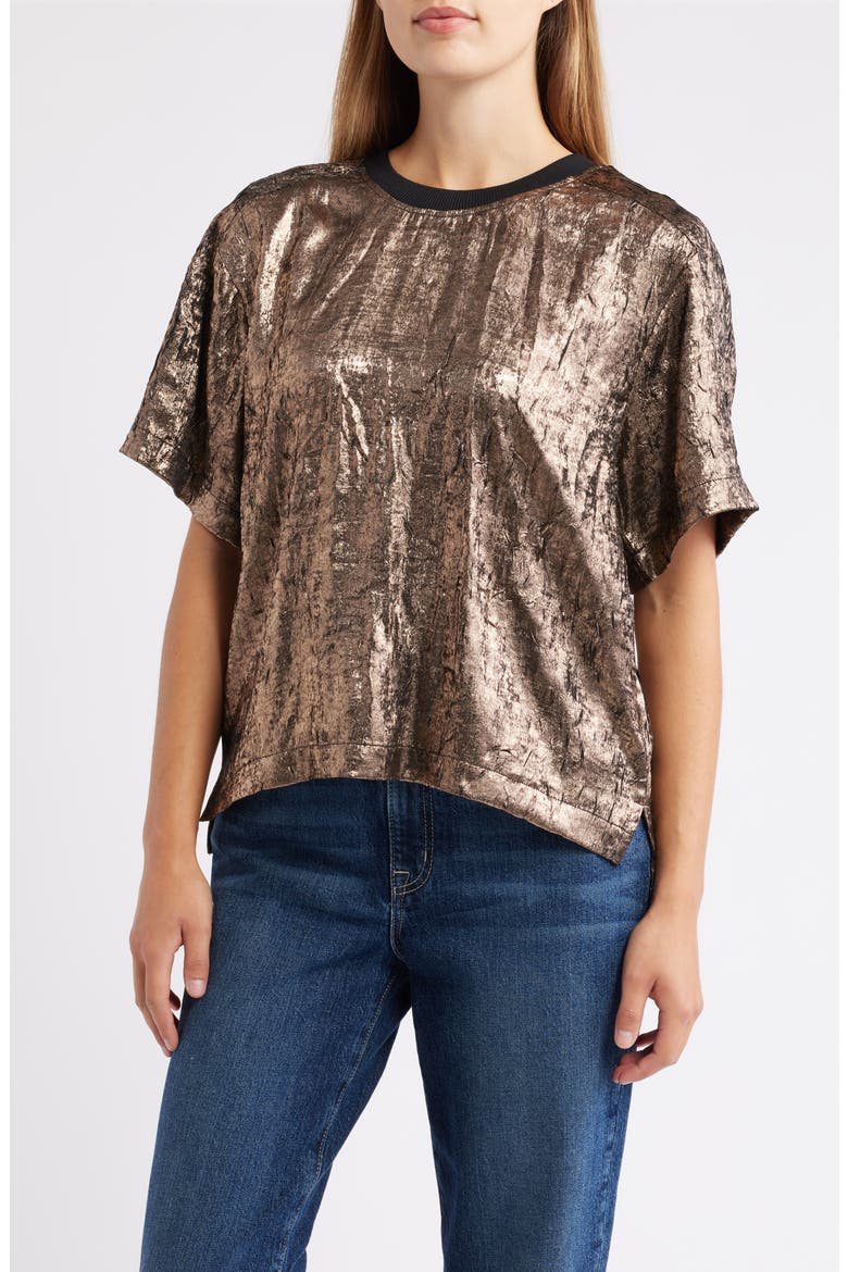 Foil Print T-Shirt, Main, color, CHAMPAGNE