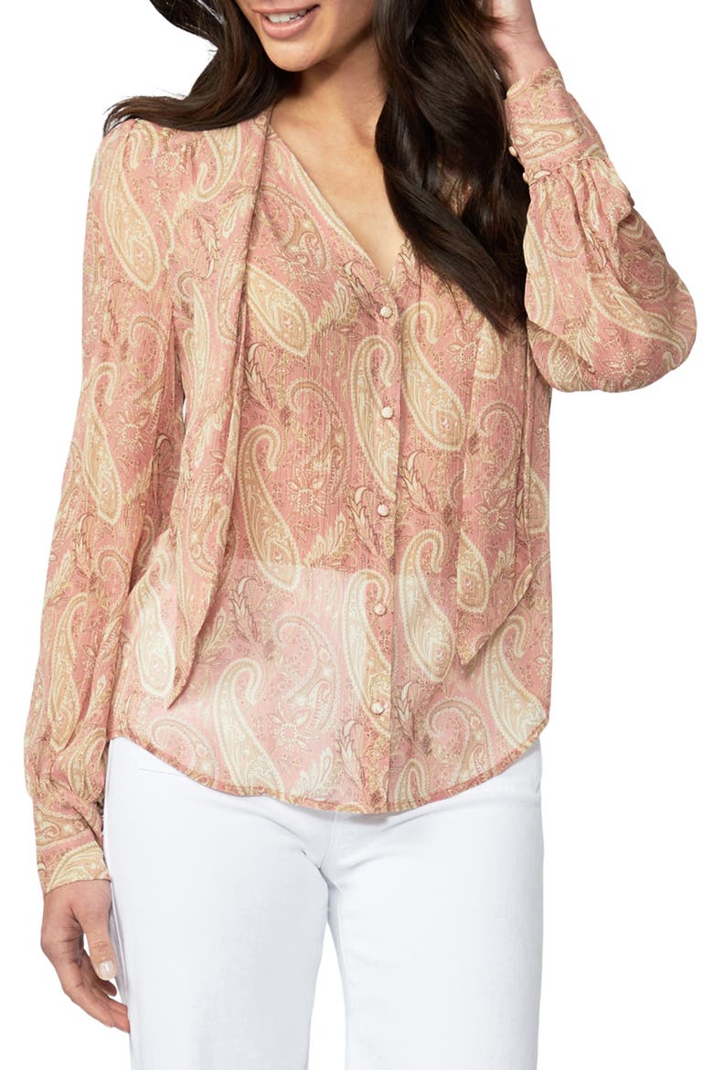 Cleobelle Paisley Silk Blouse, Main, color, LIPSTICK PINK/TAN