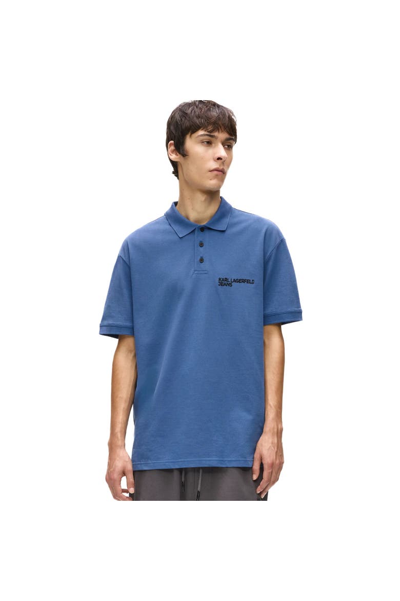 Men's Pique Polo Shirt, Main, color, Washed Federal Blue