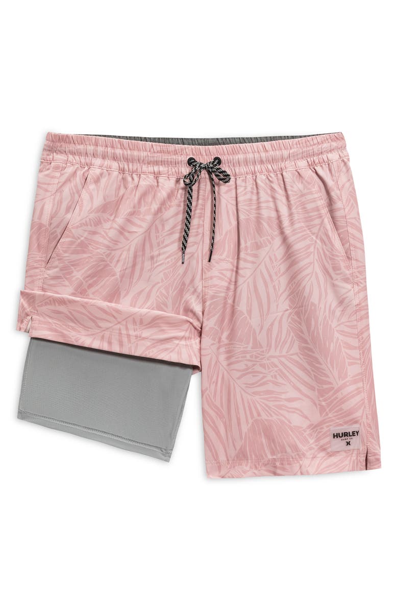 Hurley Tropic Leaves Volley Swim Shorts, Alternate, color, Dark Beige