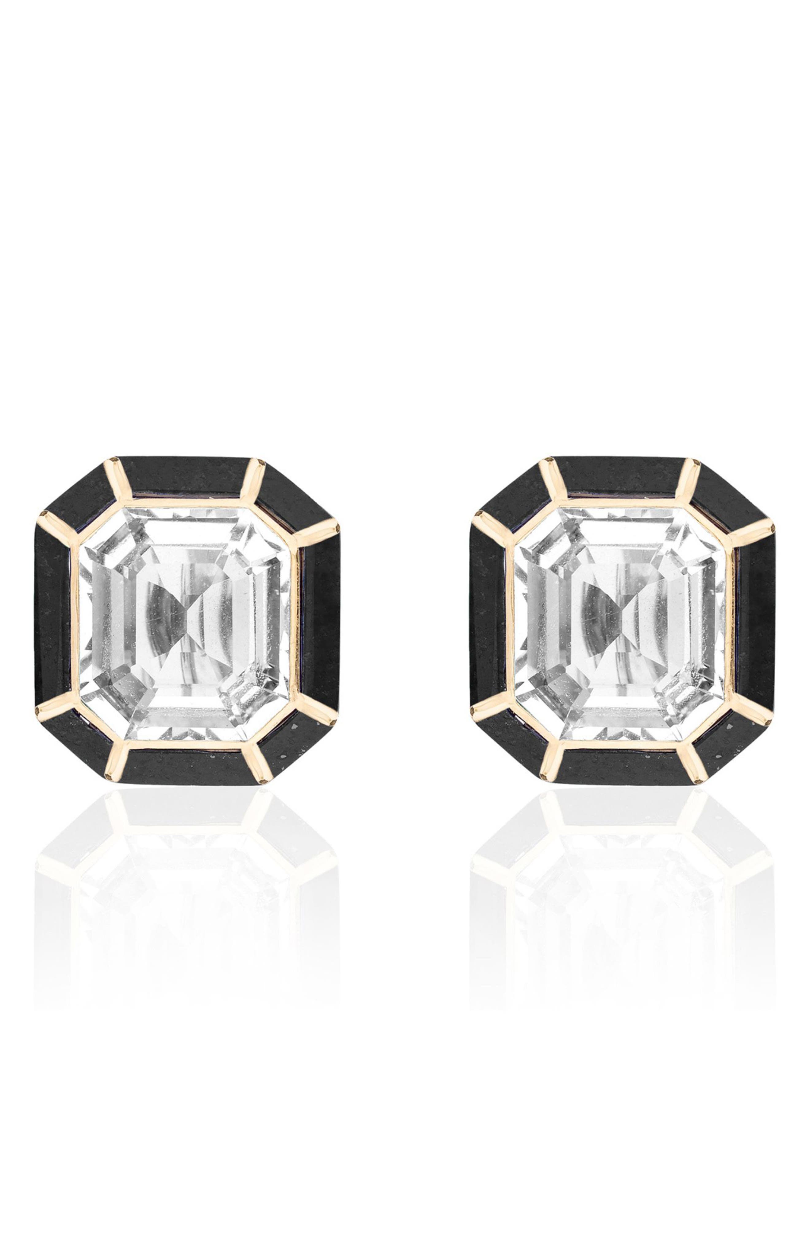 Goshwara Mélange Emerald-cut Stud Earrings In Black