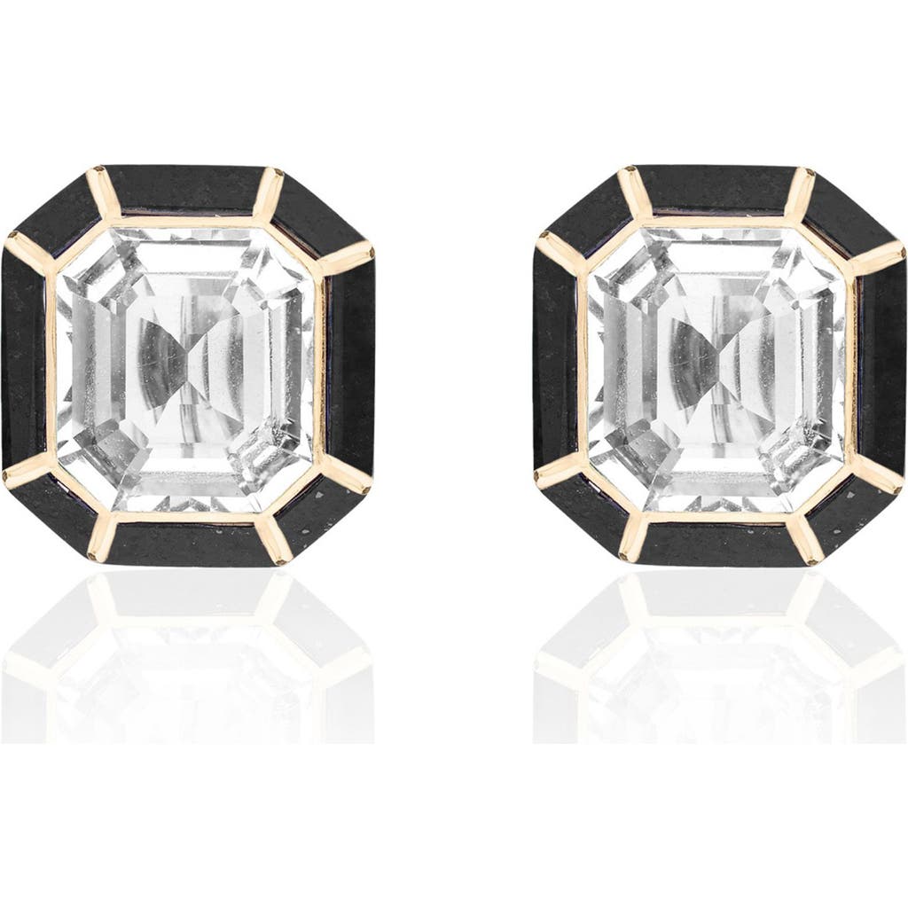 Goshwara Mélange Emerald-cut Stud Earrings In Black