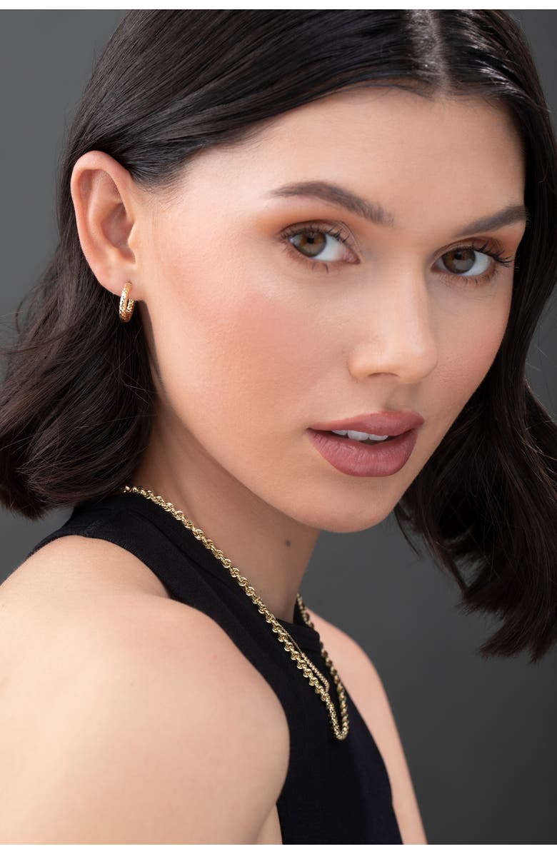 Bony Levy 14K Gold Faceted Hoop Earrings, Alternate, color,