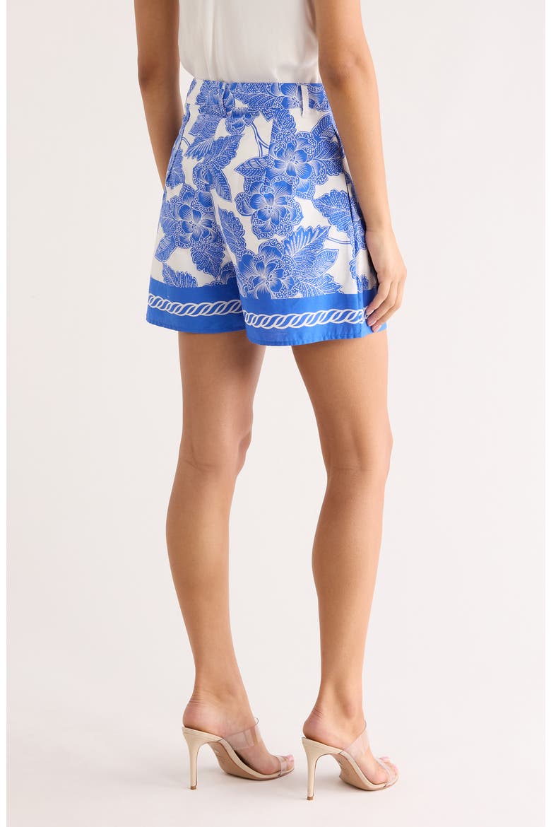 Rency Floral Print High Waist Shorts, Alternate, color, WHITE-BLUE