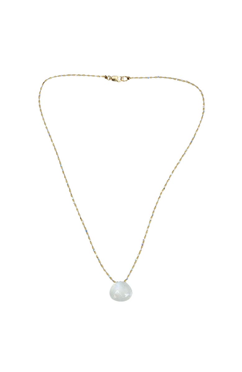 MADISON BEVERLY HILLS Luminous Moonstone Necklace with Mixed Metallic Accents, Alternate, color, White