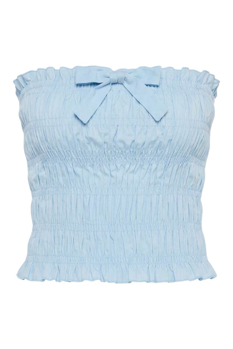 Penny Strapless Smock Stretch Cotton Top, Alternate, color, BABY BLUE