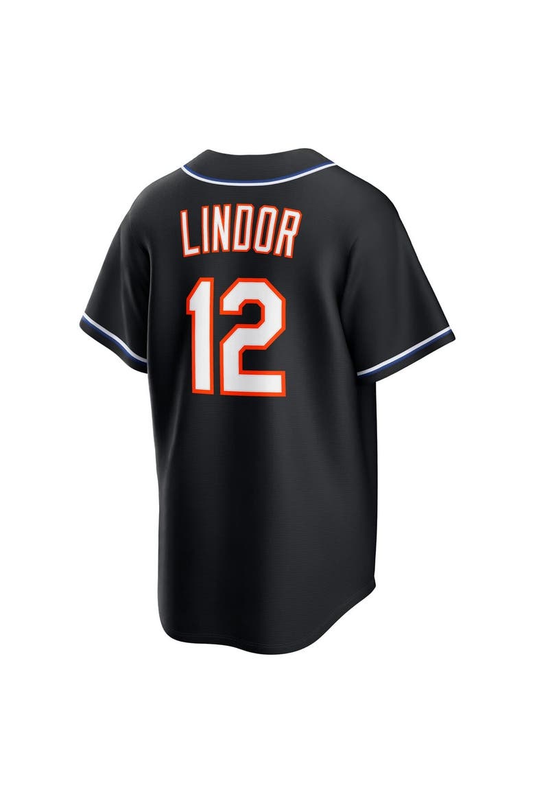 Men's Nike Francisco Lindor New York Mets Fashion Replica Black Out Jersey, Alternate, color, Black