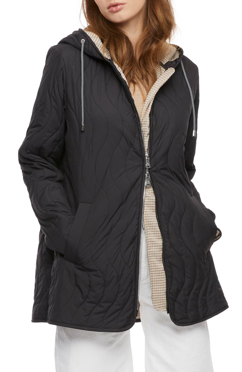 Bernardo Quilted Zip-Up Hooded Jacket, Main, color,