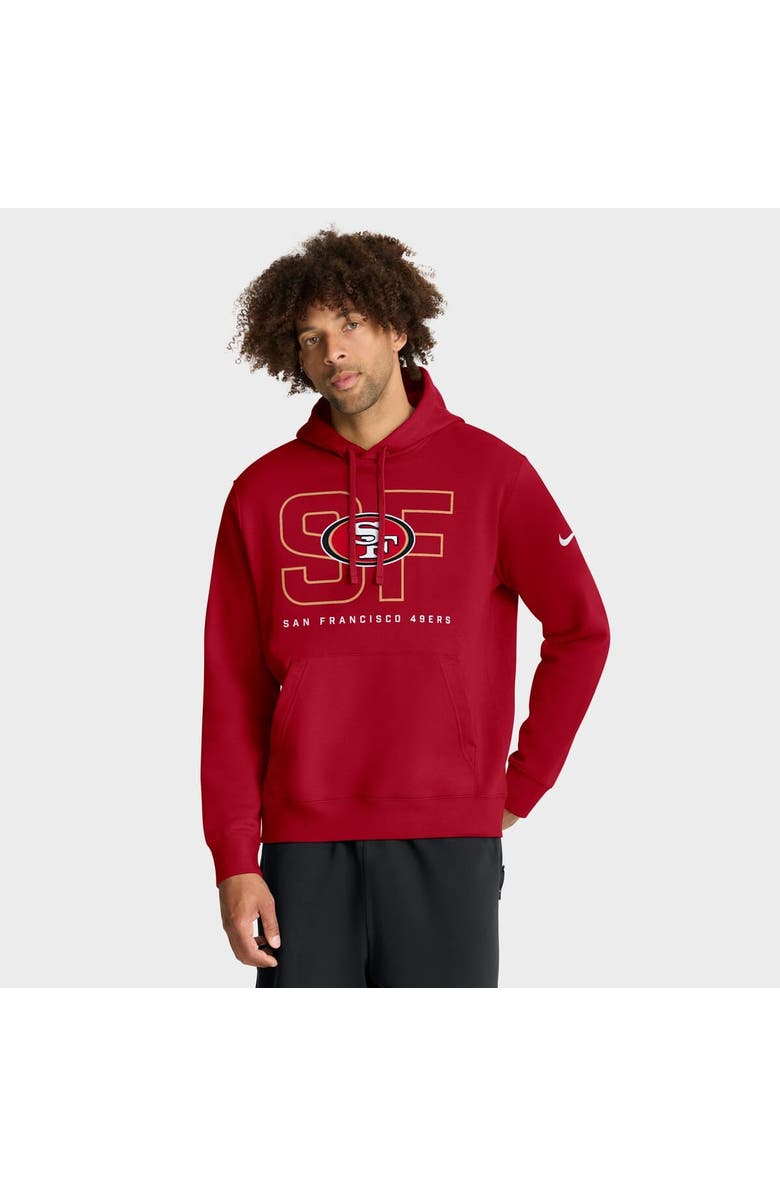 Nike Men's Nike Scarlet San Francisco 49ers Busted Play Club Fleece Pullover Hoodie, Main, color, Scarlet