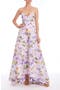 Abstract Floral Strapless High-Low Taffeta Gown