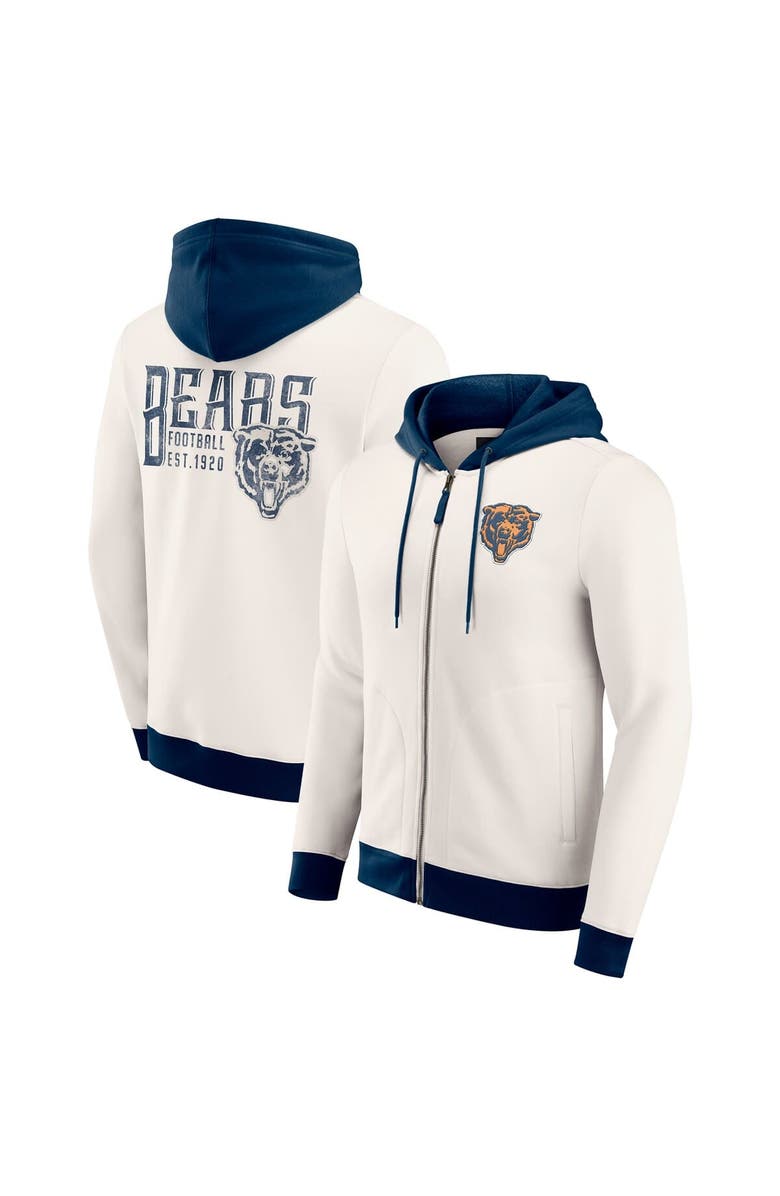 Darius Rucker Collection by Fanatics Men's Darius Rucker Collection by Fanatics Cream Chicago Bears Distressed Graphics Full-Zip Hoodie, Main, color, Cream