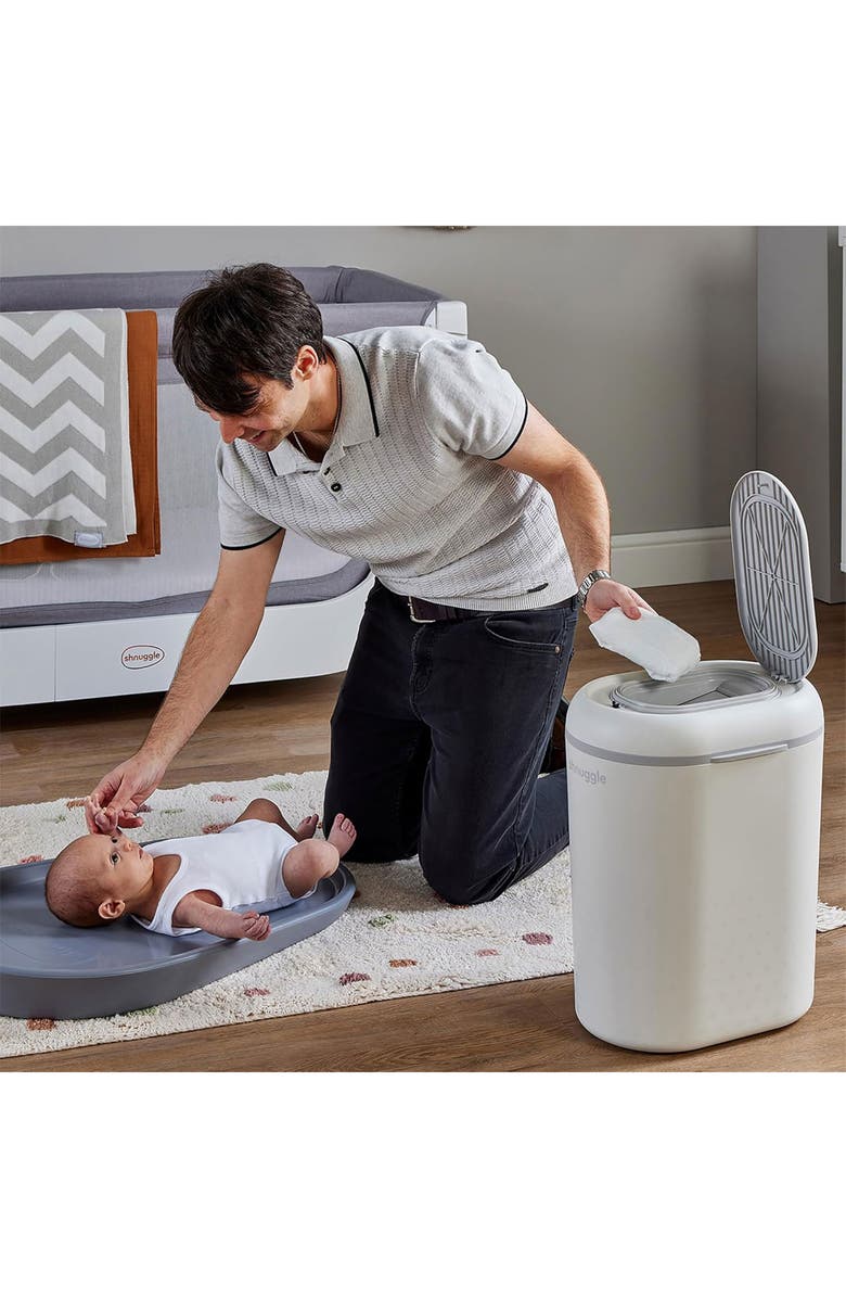 SHNUGGLE Squishy Diaper Changing Mat, Nappy Bin Diaper Pail & Better Bag Biodegradable Nappy Bin Liners Set, Alternate, color, Grey