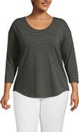 Lands' End 3/4 Sleeve Lightweight Jersey U-Neck Tunic