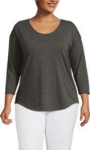 Lands' End 3/4 Sleeve Lightweight Jersey U-Neck Tunic