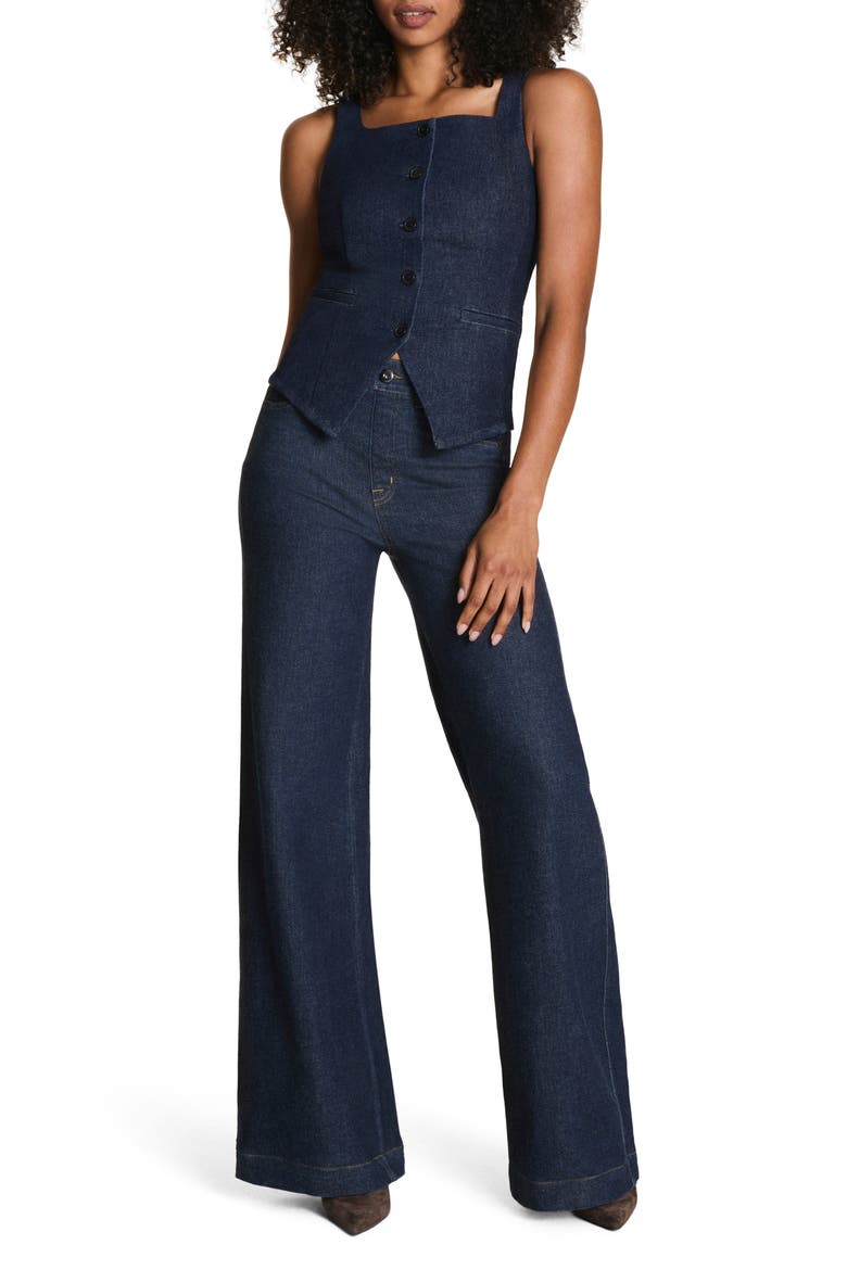Cotton Blend Denim Top, Alternate, color, RAW INDIGO WASH