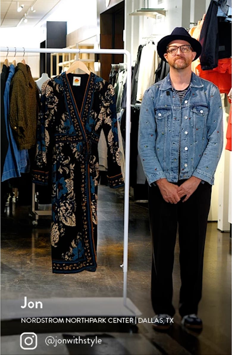 Blossom Tapestry Long Sleeve Wrap Dress, sales video thumbnail