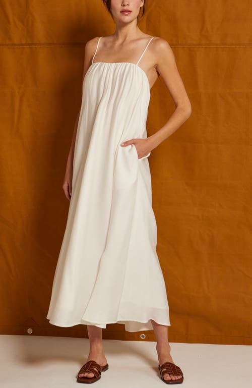 Crescent Bubble Tencel Midi Dress In White