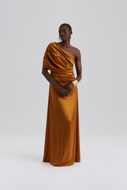 Malina Cassia Draped Fitted Maxi Dress