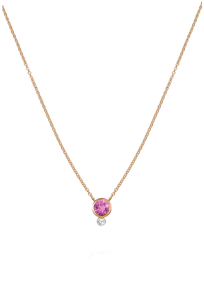 Pink Sapphire & Diamond Pendant Necklace, Main, color, PINK