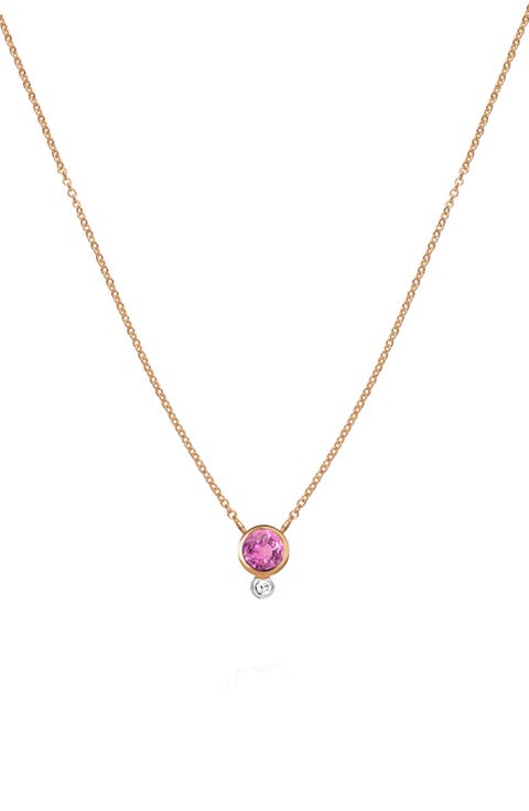 Pink Sapphire & Diamond Pendant Necklace