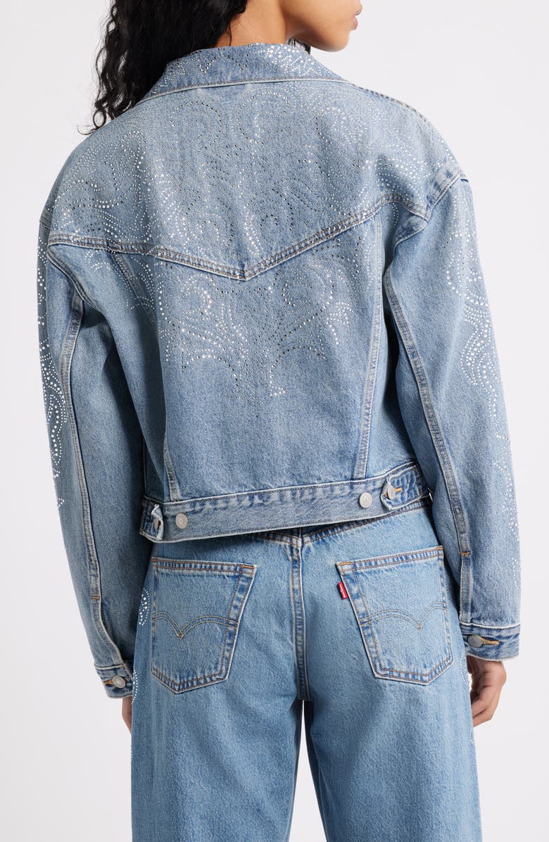 Levi's<sup>®</sup> Shrunken '90s Denim Trucker Jacket, Alternate, color, Denim Venom Trucker
