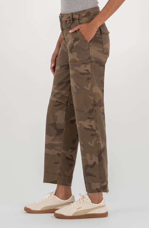 Kut From The Kloth Ashton High Waist Crop Wide Leg Barrel Jeans In Brown
