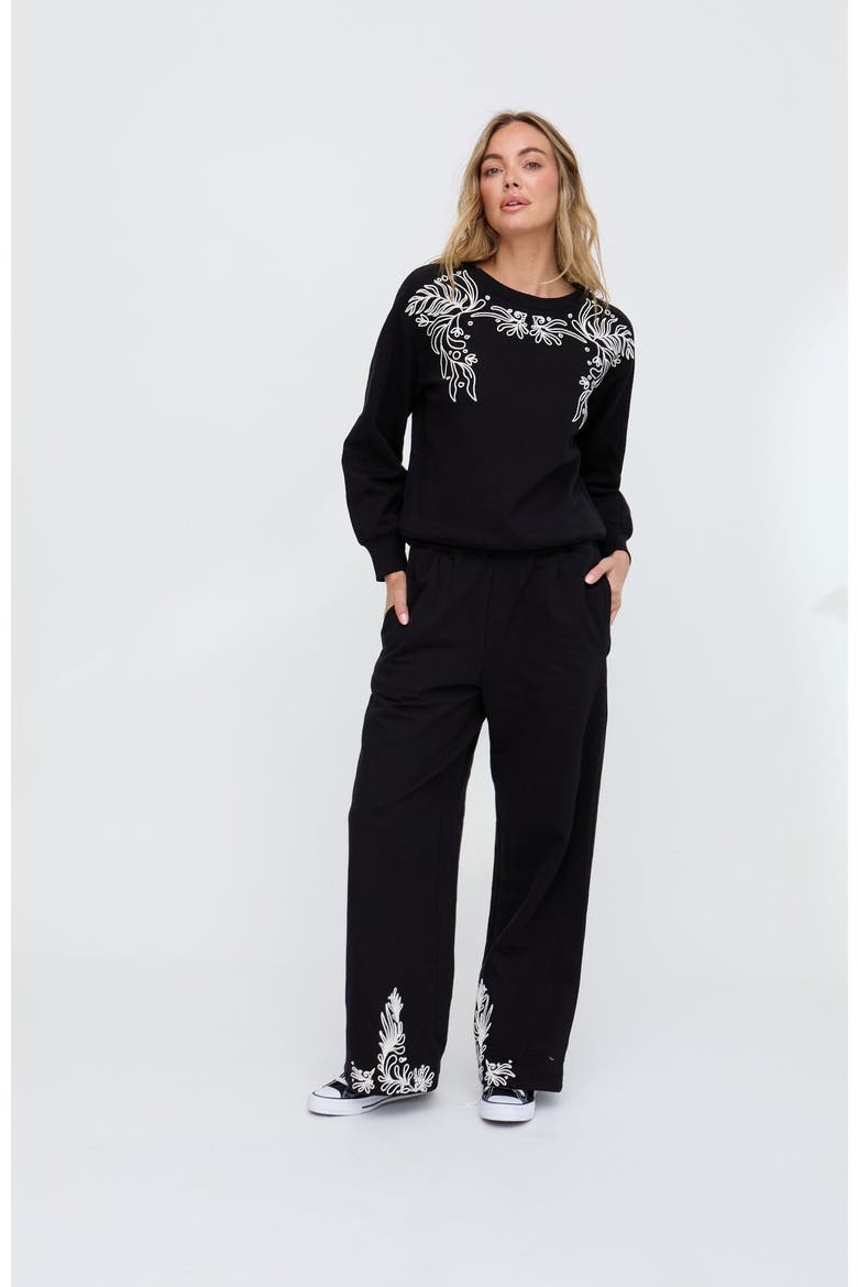 Marmalade Long Sleeves Embroidered Sweatshirt, Alternate, color, Black