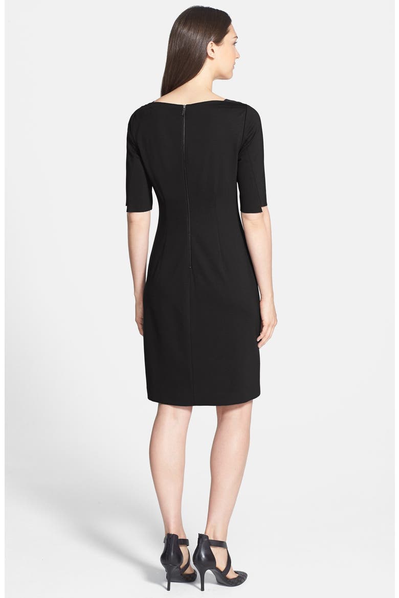 'Hallie' Elbow Sleeve Knit Sheath Dress, Alternate, color, BLACK