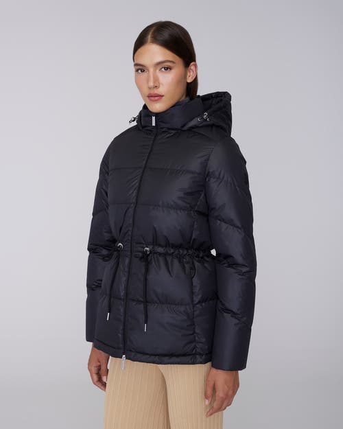 Quartz Co. Isabela | Lightweight Hooded Waisted Down Jacket In Black