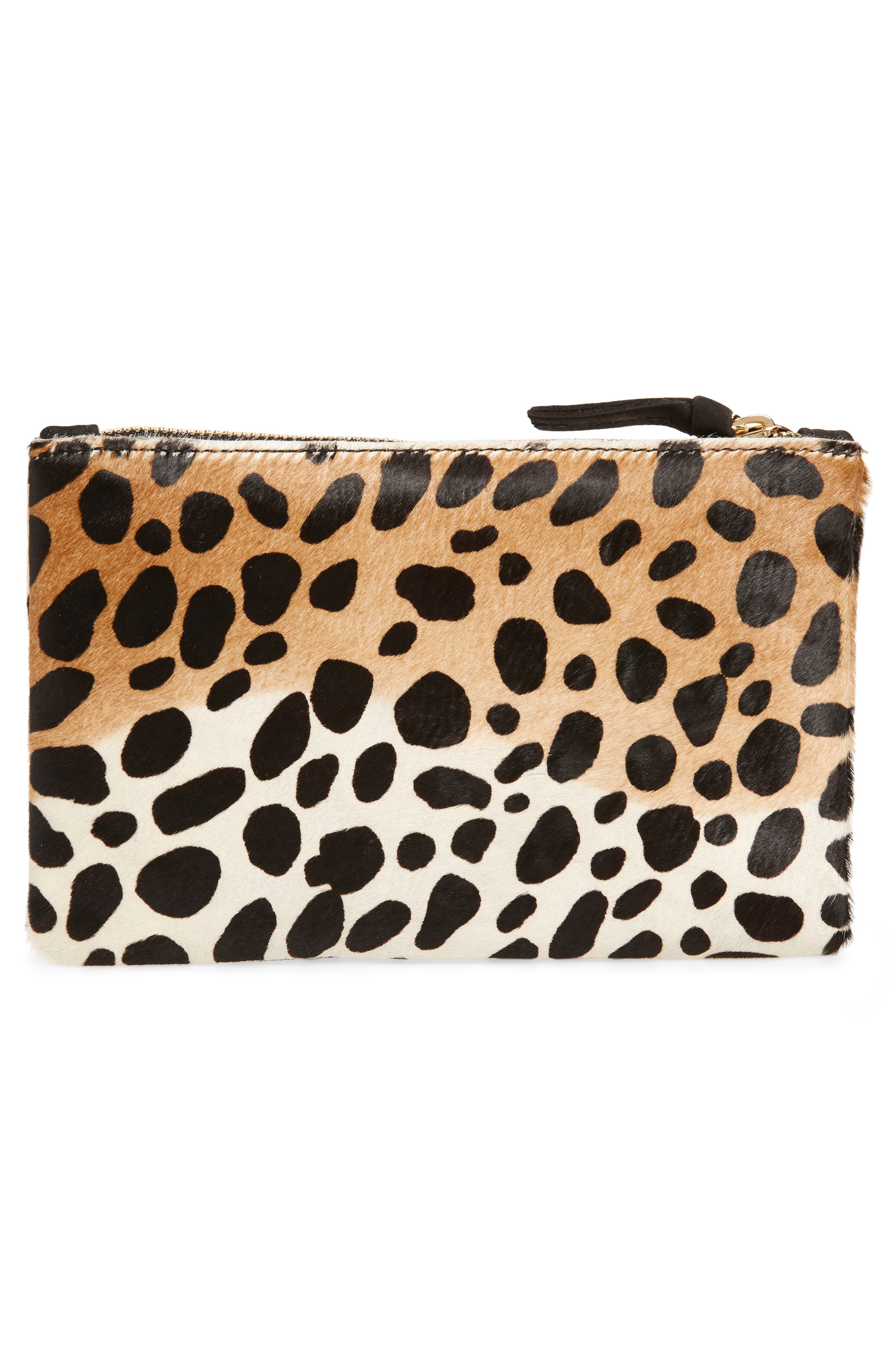 Clare V. Zip Top Genuine Calf Hair Clutch, Alternate, color, 