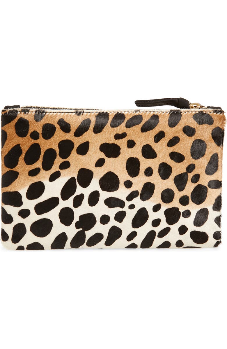 Clare V. Zip Top Genuine Calf Hair Clutch, Alternate, color,